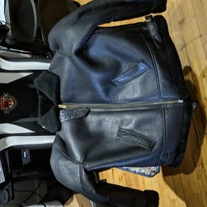Leather shearling jacket